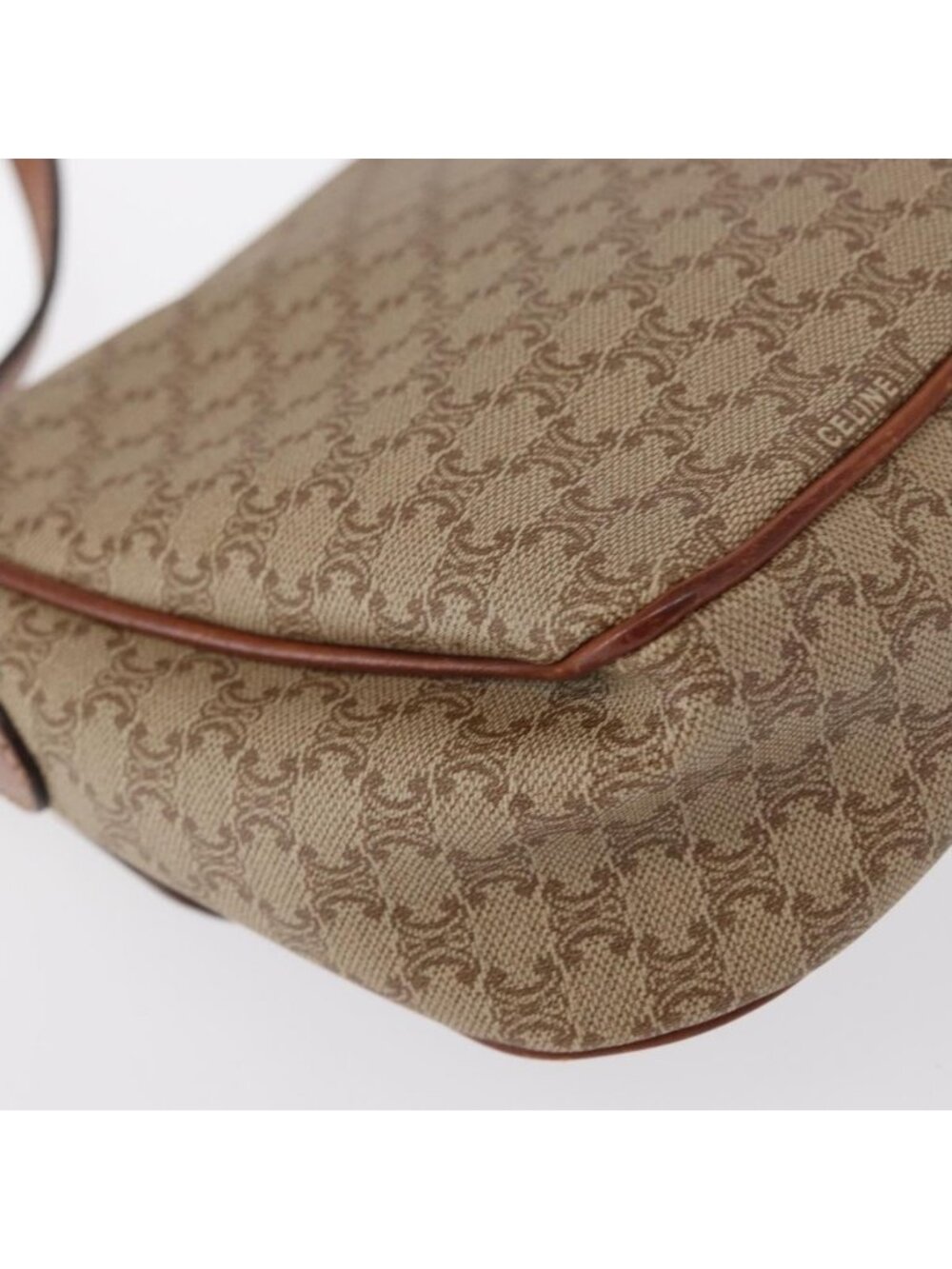Authentic CELINE Macadam Canvas Shoulder Bag PVC Beige Gold - Picture 8 of 16